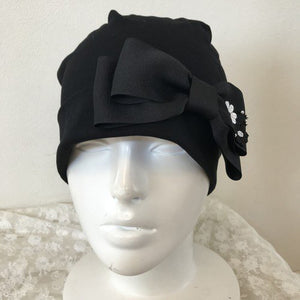 One side flower and ribbon care hat